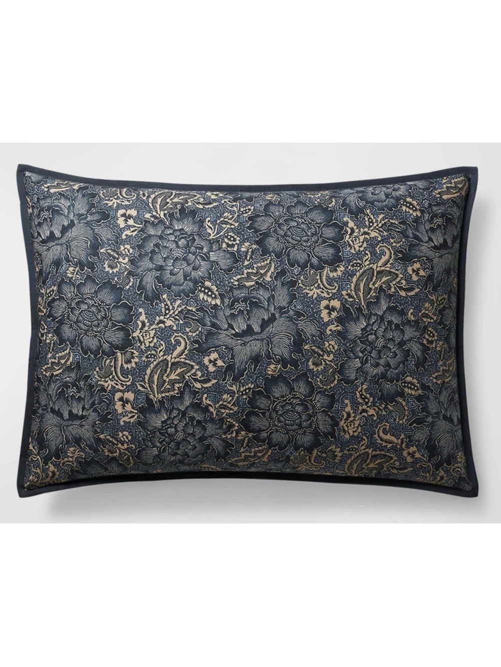 RALPH LAUREN KEATON DEEP INDIGO BLUE FLORAL COTTON STANDARD PILLOW SHAM $145 NWT